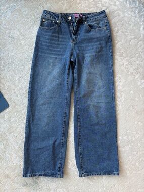Edikted Dark Blue Wide Leg Jeans